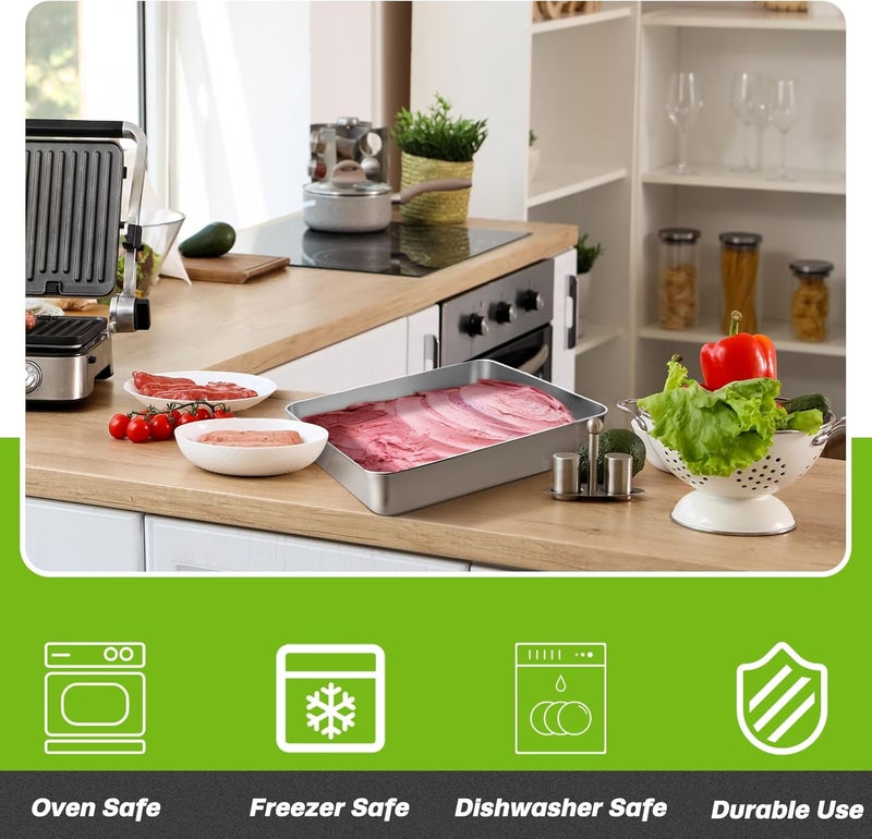 Funnymoom 2 Sets Stainless Steel Cake Pan with Lid 9 x 11 Inch Rectangle Bread Loaf Pans with Cover Rectangle Baking Bakeware for Bread Cake Brownies, Dishwasher Safe (Classic Style) - Image 5